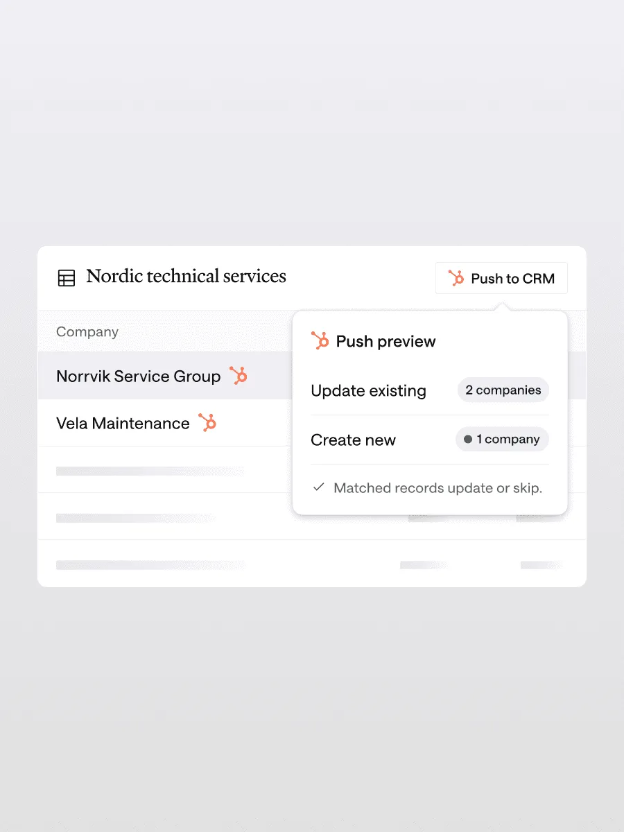 CRM integrations: push a list to your CRM