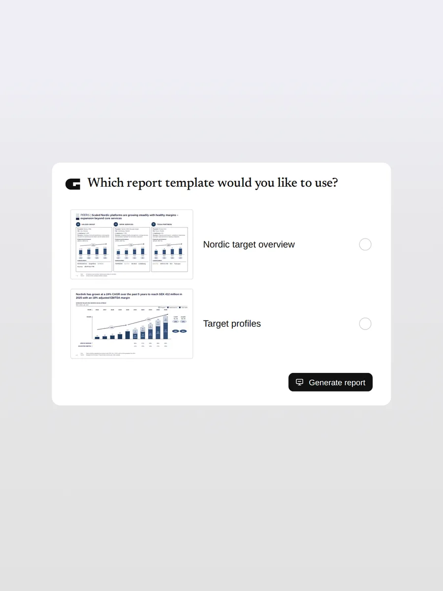 Choosing a firm report template